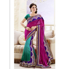 Dazzling Dual Colored Wedding Wear Saree 